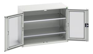 Verso Glazed Clear View Storage Cupboards for Tools with Shelves Verso 1050W x 550D x 800H Window Cupboard 2 Shelves